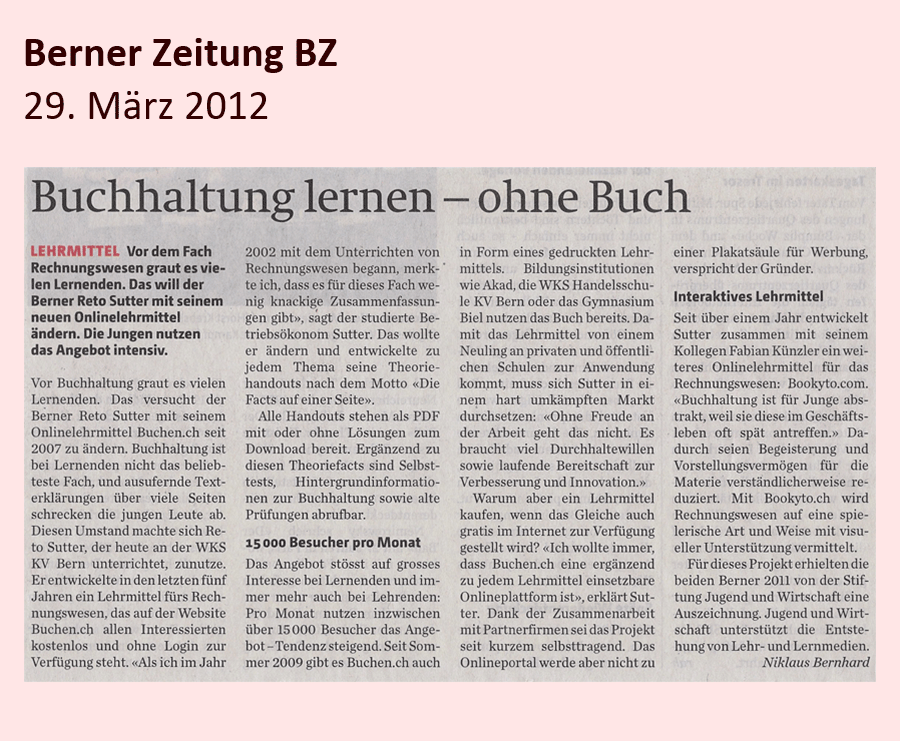 Referenzen: Medien, Berner Zeitung BZ